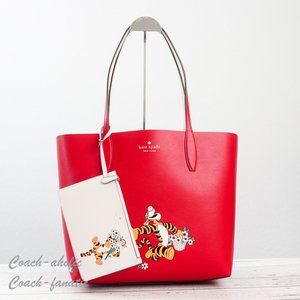 NWT Disney x Kate Spade New York Tigger Reversible Tote with Wristlet in Red